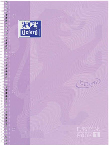 Oxford Notitieboek Touch Europeanbook A4+ 4-gaats lijn 80vel pastel paars