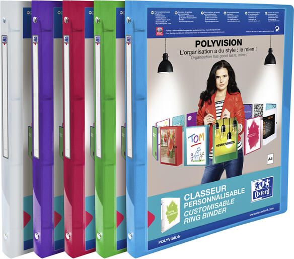 Oxford Presentatieringband Polyvision A4 4-rings O-mechaniek 20mm assorti