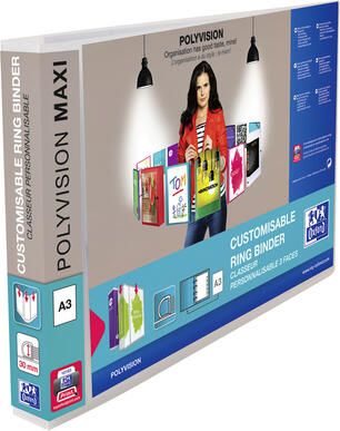 Oxford Presentatieringband Polyvision Maxi A3 dwars 4-rings D-mechaniek 45mm transparant