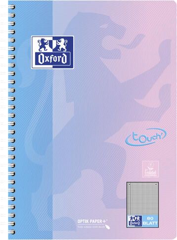 Oxford Spiraalblok Touch B5 geruit 5mm160 pagina's assorti