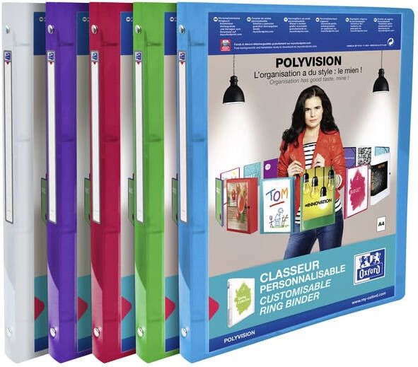 Oxford Presentatieringband Polyvision A4 4-rings O-mech 20mm assorti