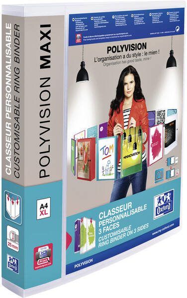 HAMELIN OXFORD Polyvision Maxi ringband A4 XL 40 mm 4 rings D 25 mm PP kleurloos