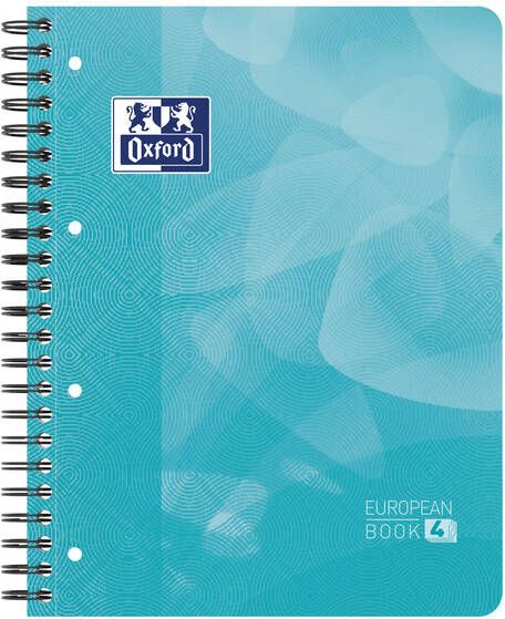 Oxford School Projectbook spiraalschrift ft A4+ 4-gaats gelijnd aqua blauw