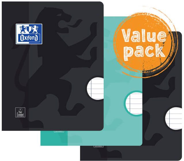 Oxford schrift voor ft A4 72 blz met kantlijn gelijnd voordeelpak van 3 stuks geassorteerde kleuren - Foto 3