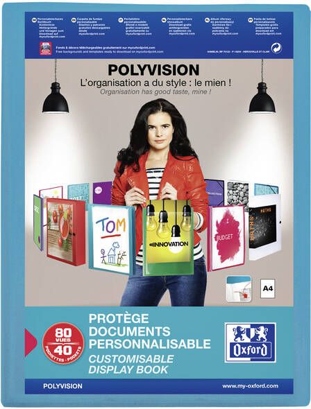 Oxford Polyvision personaliseerbare presentatiealbum formaat A4 uit PP 40 tassen blauw