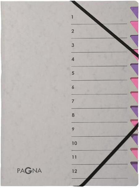 Pagna Sorteermap Easy 12 tabs A4 PP grijs lila