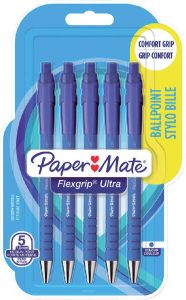 Paper Mate Balpen Flexgrip Ultra blauw medium 5 stuks bliste