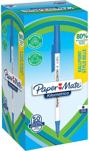 Paper Mate Balpen Kilometrico Recycled medium blauw