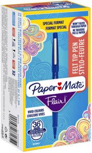 Paper Mate fineliner Flair Original value pack van 36 stuks (30 + 6 gratis) blauw