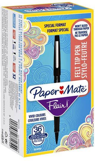 Paper Mate fineliner Flair Original value pack van 36 stuks (30 + 6 gratis) zwart