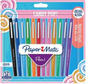 Paper Mate Fineliner Flair Candy Pop 0.7mm blister Ã  12 kleuren