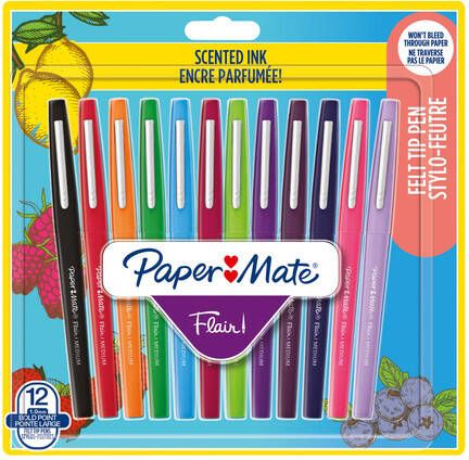 Paper Mate Fineliner Flair met geur blisterà 12 kleuren