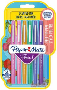 Paper Mate fineliner Flair Scent blister met 6 stuks in geassorteerde kleuren