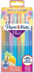 Paper Mate viltstift Flair Tropical Vacation blister met 16 stuks in geassorteerde kleuren