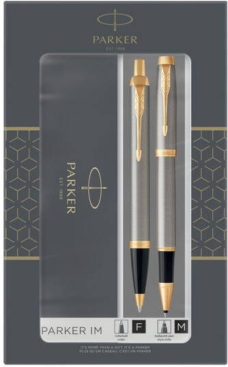 Parker Balpen en Rollerpen IM brushed metal GT medium