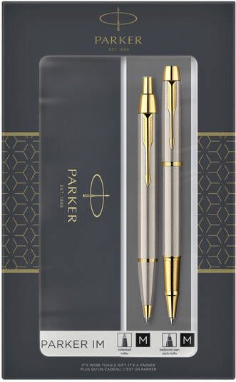 Parker Balpen en Rollerpen IM brushed metal GT medium 2 stuks