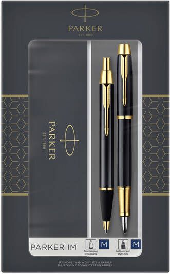 Parker IM Black giftbox duoset balpen en vulpen zwart GT