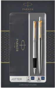 Parker Balpen en vulpen Jotter stainless steel GT medium