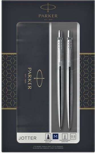 Parker Balpen en vulpotlood Jotter stainless steel CT medium 2 stuks