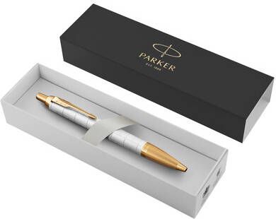 Parker IM Premium balpen medium in giftbox Pearl (wit goud)