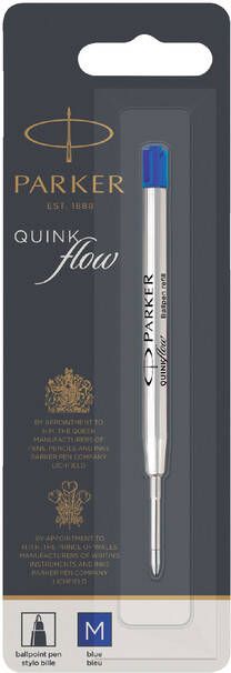 Parker Balpenvulling Quinkflow medium blauw blisterà 1 stuk