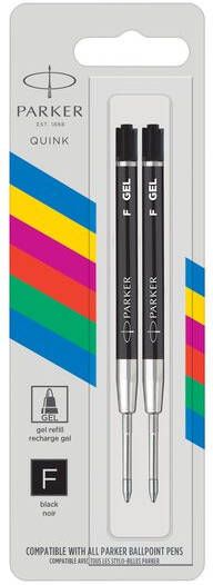 Parker Gelpenvulling Economic zwart fijn blisterÃ 2 stuks