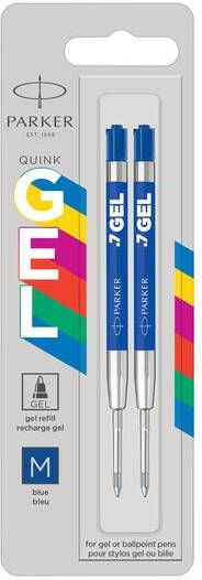 Parker gelvulling voor balpen medium 0 7 mm blauw blister van 2 stuks