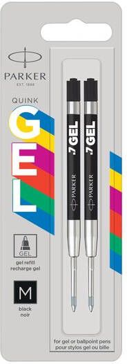 Parker gelvulling voor balpen medium 0 7 mm zwart blister van 2 stuks