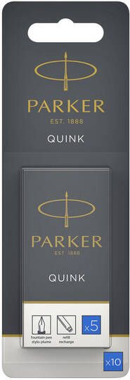 Parker Inktpatroon Quink uitwasbaar blauw blister Ã  10 stuks