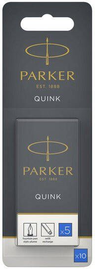 Parker Inktpatroon Quink uitwasbaar blauw blister Ã  10 stuks