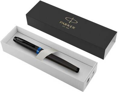 Parker IM Vibrant Rings vulpen fijn zwart met blauwe accenten
