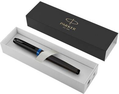 Parker IM Vibrant Rings vulpen medium zwart met blauwe accenten