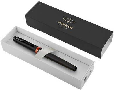 Parker IM Vibrant Rings vulpen fijn zwart met oranje accenten
