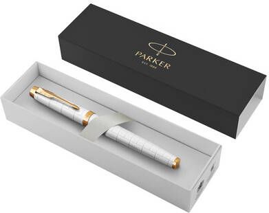 Parker IM Premium vulpen medium in giftbox pearl(wit goud ) - Foto 2