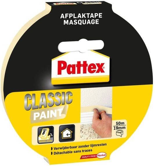 Pattex classic afplaktape lengte 50 m breedte 19 mm
