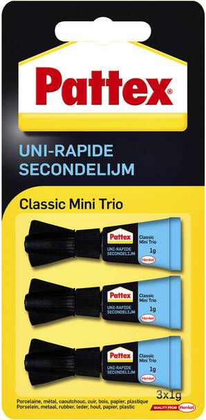 Pattex Secondelijm Classic mini trio tube 3x1gram op blister