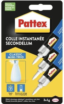 Pattex Secondelijm Classic mini trio tube 3x1gram op blister