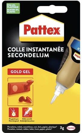 Pattex Secondelijm Gold GEL tube 3 gram op blister