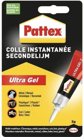 Pattex Secondelijm Ultra GEL tube 3 gram op blister
