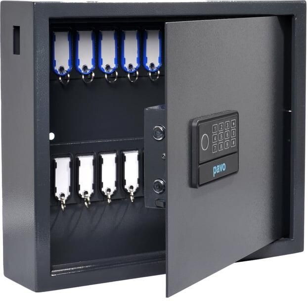 Pavo Sleutelkast high security magnetisch met fingerprintslot 20 haken 350x410x100mm