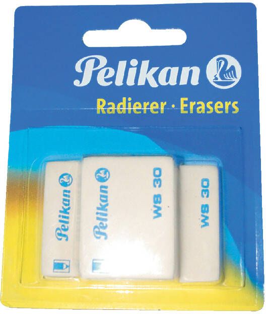 Pelikan Gum WS30 37x30x9mm potlood zacht blister Ã  3 stuks wit