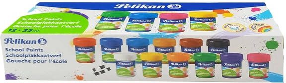Pelikan schoolplakkaatverf 741 12 doos met 12 potjes van 20 ml