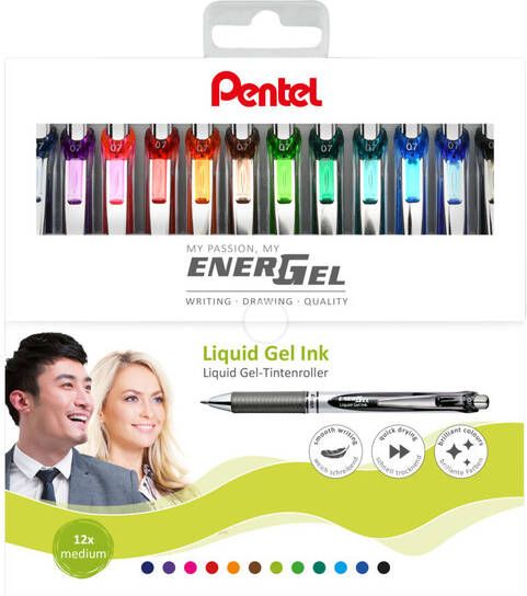 Pentel Gelschrijver Energel BL77 0.4mm etui Ã  12 kleuren