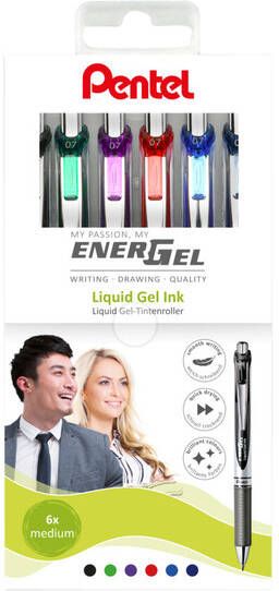 Pentel Gelschrijver Energel BL77 0.4mm etui Ã  6 kleuren