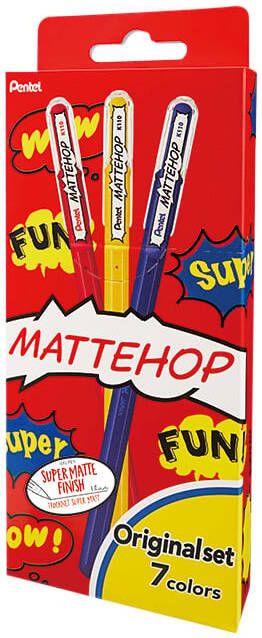 Pentel Gelschrijver K110 Mattehop Fun Original medium assorti blister Ã  7 stuks