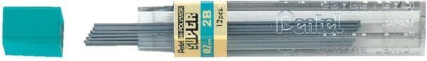 Pentel Potloodstift 2B 0.7mm zwart koker Ã  12 stuks