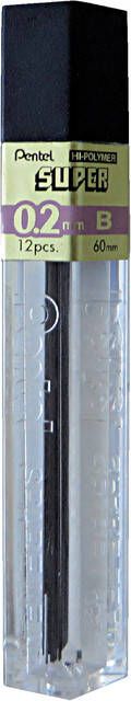 Pentel Potloodstift 0.2mm zwart per koker B