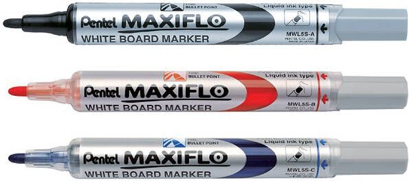 Pentel Viltstift MWL5S Maxiflo whiteboard rond 1mm rood