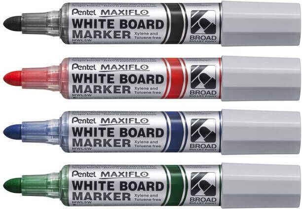 Pentel Viltstift MWL5M Maxiflo whiteboard zwart 3mm