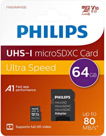 Philips Geheugenkaart micro SDXC Class 10 UHS-I U1 64GB - Foto 1